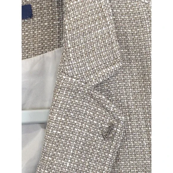 Tommy Hilfiger Blazer Womens 10 Beige Textured Metallic Two Button Lined Jacket - Picture 14 of 14